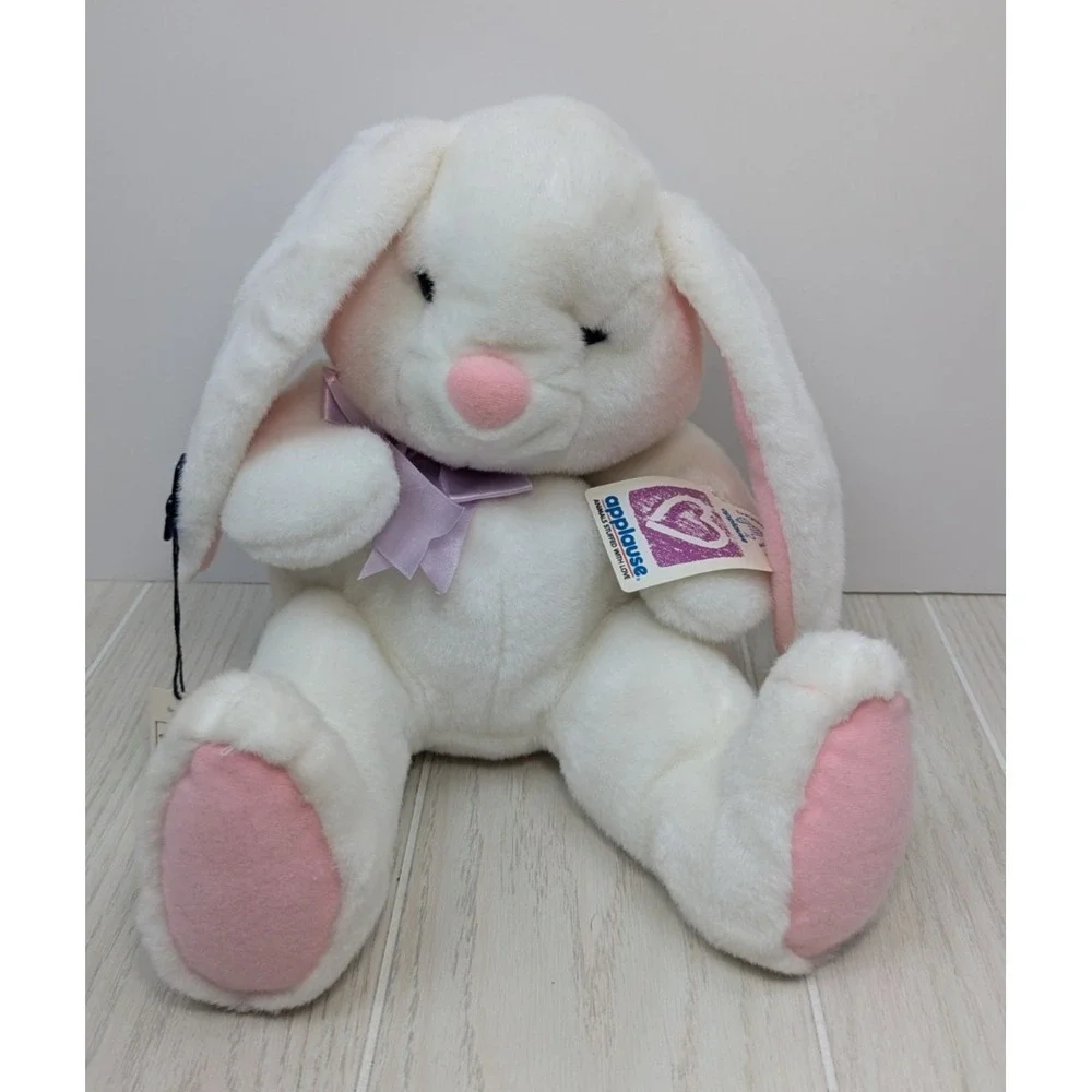 Applause White Pink Benny Bunny‎ Rabbit  Plush vintage w/ tags 15